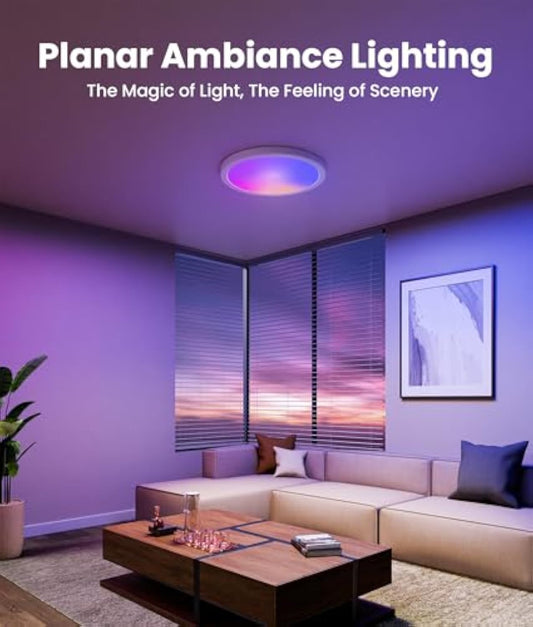 ShineCrag 12 Inch Smart Ceiling Lights, 2400LM RGBCW LED Flush Mount Ceiling Light Work with App & Voice Control, 2700K-6500K Dimmable LED Ceiling Light Fixture for Living Room Bedroom