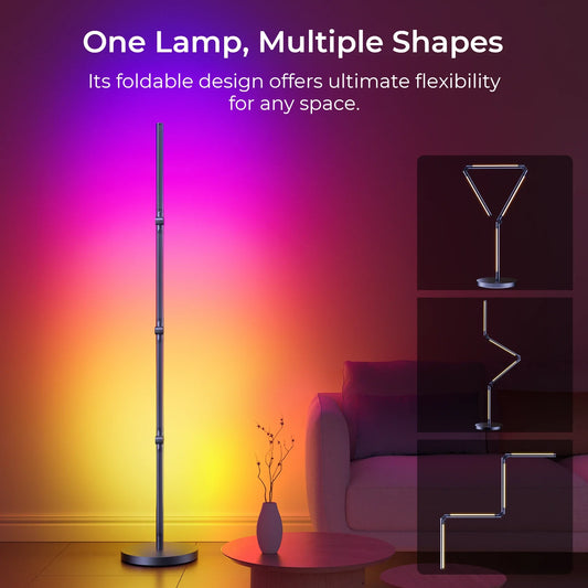 ShineCrag Smart Standard Lamps RGB - Foldable Floor Lamp 270°+180° 2700K Brightness Multiple DIY Model Remote/App/Alexa Smart Control Timer and Dimming for Home Lighting and Christmas Decor