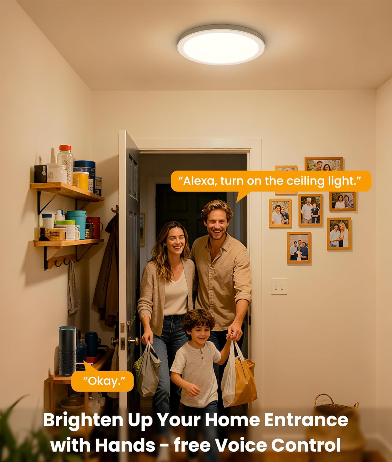 ShineCrag 12 Inch Smart Ceiling Lights, 2400LM RGBCW LED Flush Mount Ceiling Light Work with App & Voice Control, 2700K-6500K Dimmable LED Ceiling Light Fixture for Living Room Bedroom