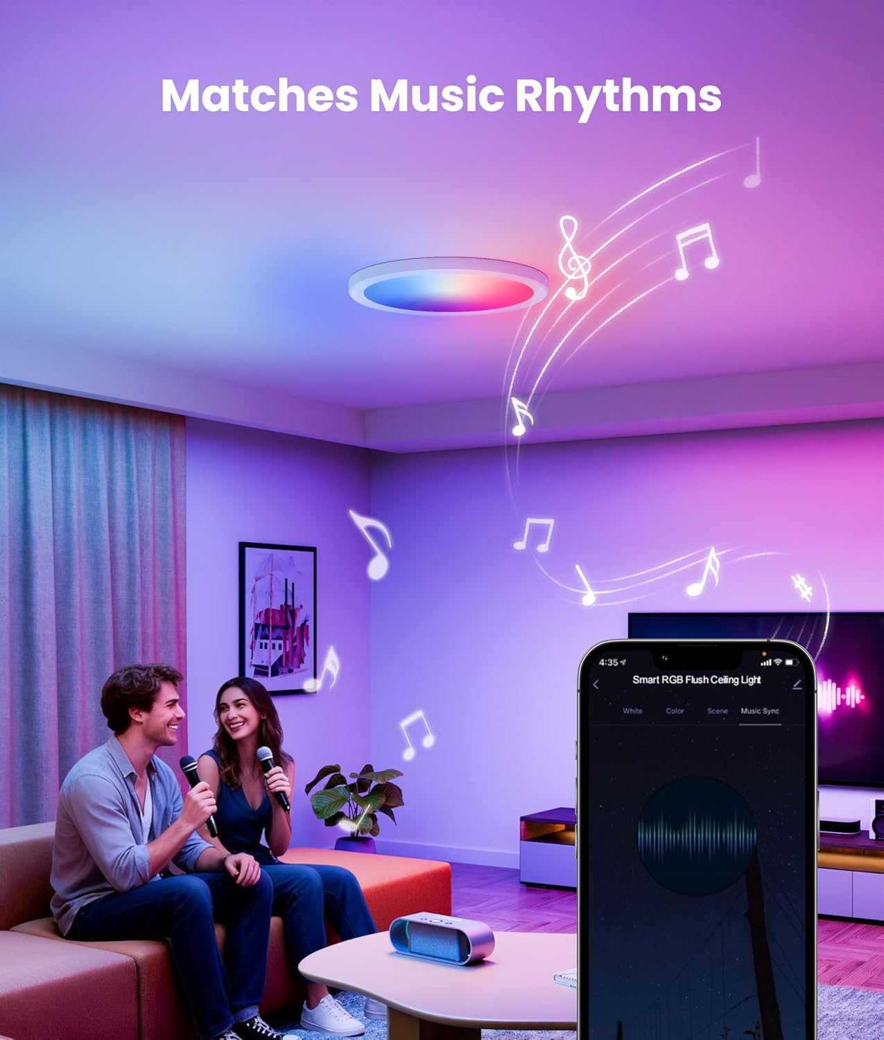 ShineCrag 12 Inch Smart Ceiling Lights, 2400LM RGBCW LED Flush Mount Ceiling Light Work with App & Voice Control, 2700K-6500K Dimmable LED Ceiling Light Fixture for Living Room Bedroom