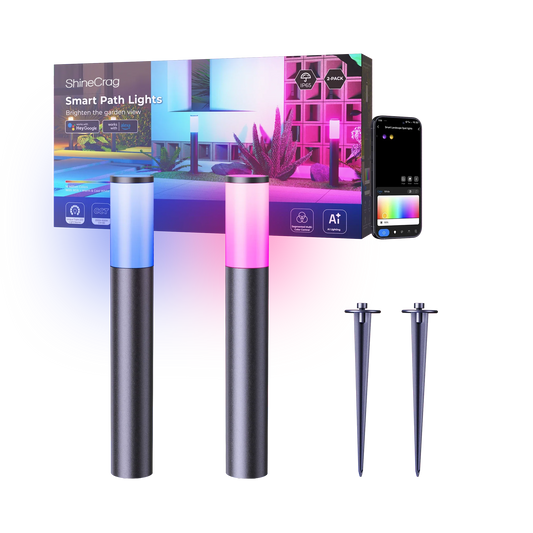 ShineCrag LED (light emitting diode) lighting fixtures, Smart Pathway Lights 2100LM, RGBAI/Cool/Warm White, Aluminum Wired Landscape Lighting IP65 Waterproof Works with Wi-Fi APP/Voice/Remote Control for Outdoor Yard, Garden, Walkway