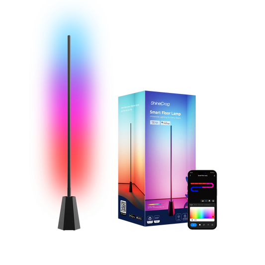ShineCrag Corner Standard Lamps, RGBCW Smart Floor Lamp pro, Upgrade 1500lm, 16 Million Colors, Music Sync, 2700-6500K, LED Corner Lamp with Alexa & Google Compatible for Living Room Bedroom Gaming