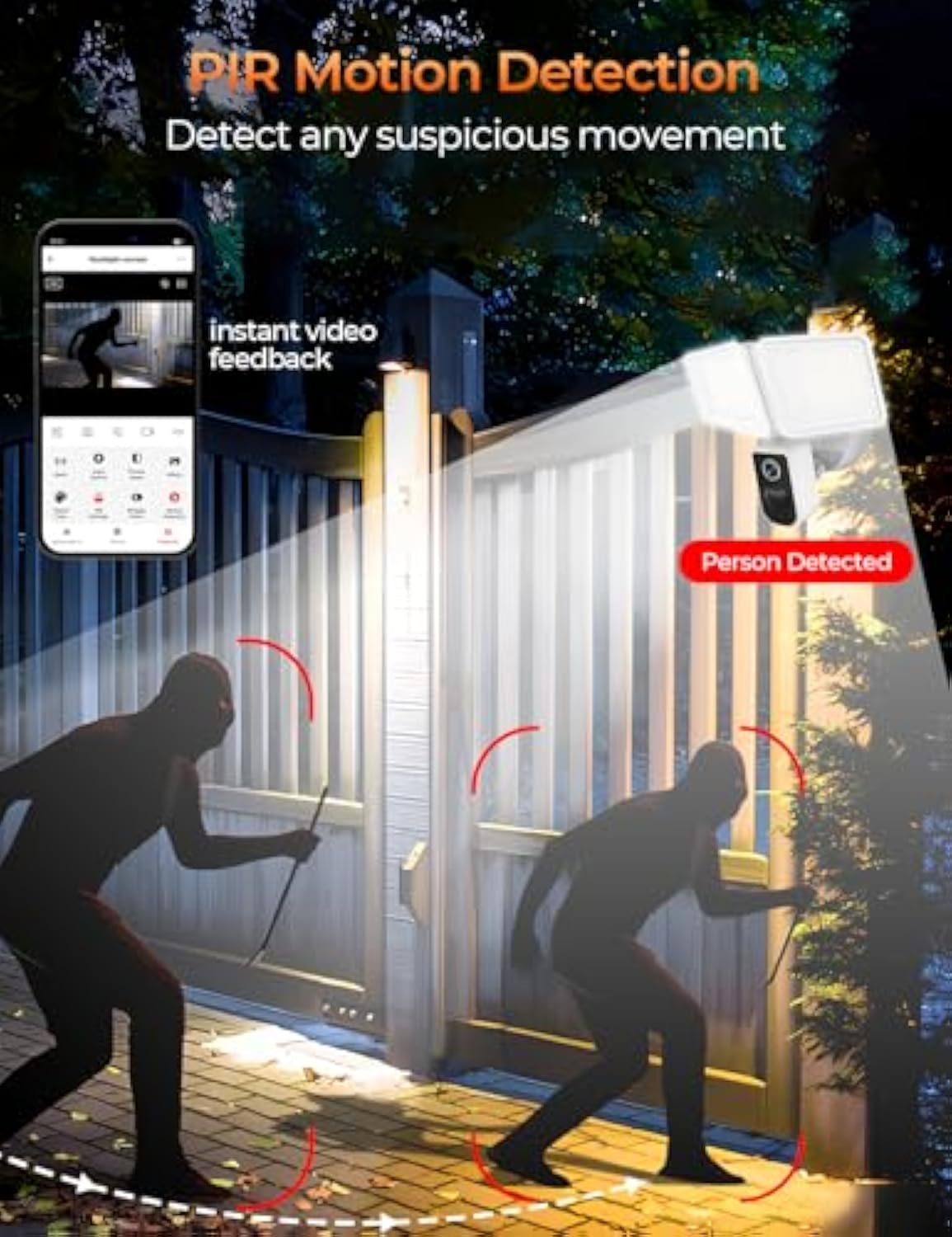 ShineCrag Outdoor LED Safety Lamps for Home Security Wired Motion Detection 2-Way Audio Camera 2K and 150dB Siren 4230 lm 2.4G&5G WiFi Alexa-Compatible 3000-5000K 24/7 Recording