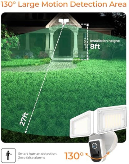 ShineCrag Outdoor LED Safety Lamps for Home Security Wired Motion Detection 2-Way Audio Camera 2K and 150dB Siren 4230 lm 2.4G&5G WiFi Alexa-Compatible 3000-5000K 24/7 Recording