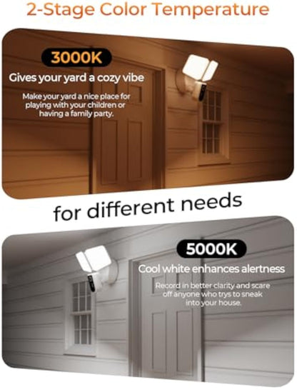 ShineCrag Outdoor LED Safety Lamps for Home Security Wired Motion Detection 2-Way Audio Camera 2K and 150dB Siren 4230 lm 2.4G&5G WiFi Alexa-Compatible 3000-5000K 24/7 Recording
